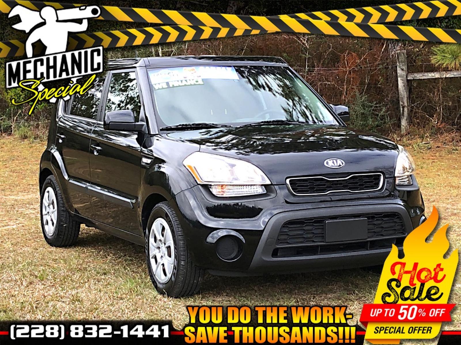 2013 Black Kia Soul Base (KNDJT2A53D7) with an 1.6L L4 DOHC 16V engine, 5-Speed Manual transmission, located at 18001 Kellogg Rd, Saucier, MS, 39574, (228) 832-1441, 39.421459, -76.641457 - 2013 KIA SOUL *** MECHANIC SPECIAL *** {{{ ENGINE SEIZED }}} – CLEAN TITLE – 1.6L L4 DOHC 16V – CARFAX 1-OWNER!! – FUEL SAVER !! est. 35 MPG hwy – AUTOMATIC Transmission – DARK Tinted Windows – CRUISE w/ Steering Wheel Controls – AM/FM/CD/MP3/Bluetooth Stereo MECHANIC S - Photo #0